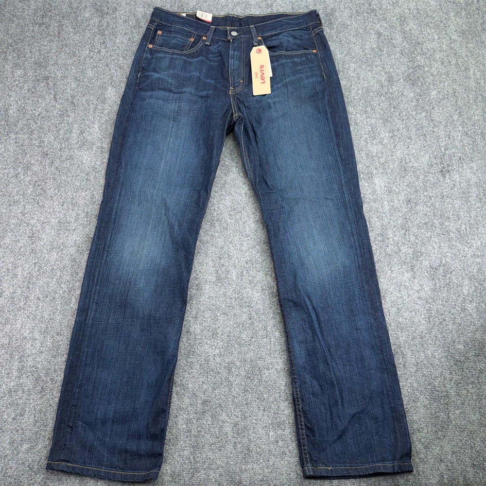 Levis Jeans Mens 34x32 (Fits 35x32) Dark Wash 514 Straight Regular Denim NWT
